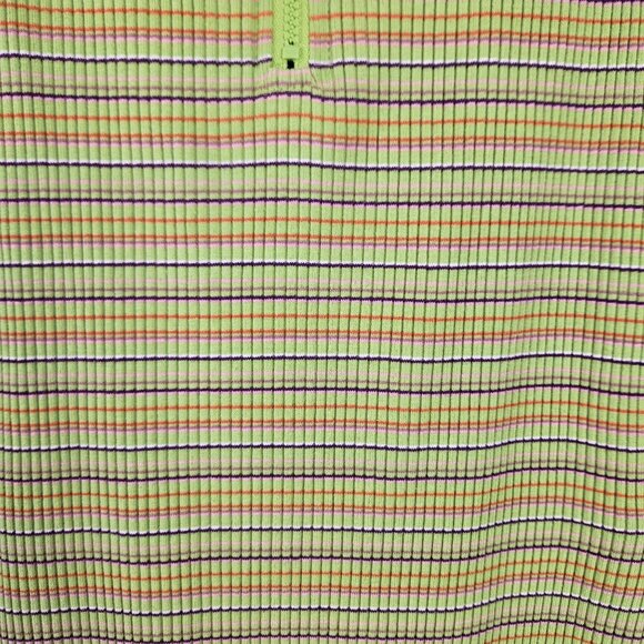 Wild Fable Womens Y2K Green XS Mini Dress Striped Sleeveless Ribbed Mini Zip - Picture 7 of 9